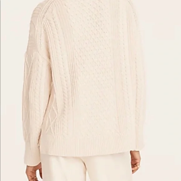J Crew Long Cotton Cable Knit Mockneck Sweater Style BD709 - Picture 4 of 16